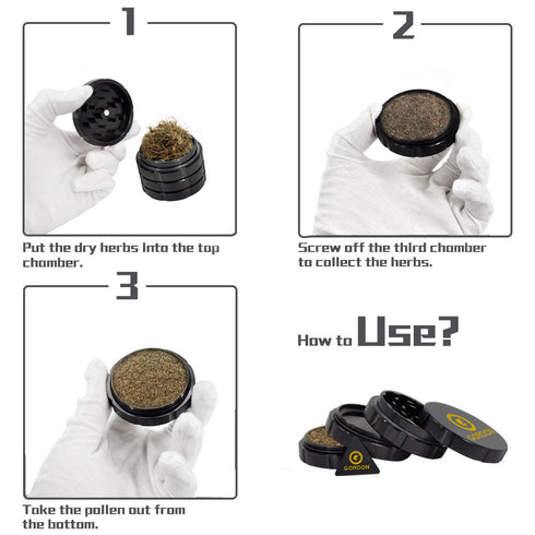 Gordon 4 Lay Aluminum Alloy Herb Grinder, Black 60 mm Smoker Grinder, Easy Clean Herb Grinders
